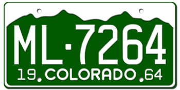 1964 COLORADO STATE LICENSE PLATE --