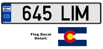 COLORADO EUROSTYLE LICENSE  PLATE  --