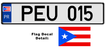 PUERTO RICO EUROSTYLE LICENSE  PLATE  --