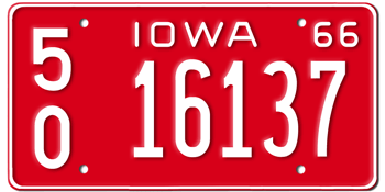 1966 IOWA STATE LICENSE PLATE--