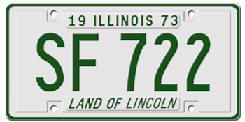 1973 ILLINOIS STATE LICENSE PLATE -