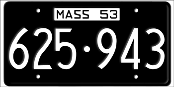 1953 MASSACHUSETTS STATE LICENSE PLATE -