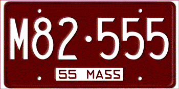 1955 MASSACHUSETTS STATE LICENSE PLATE -