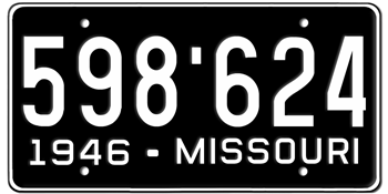 1946 MISSOURI STATE LICENSE PLATE -