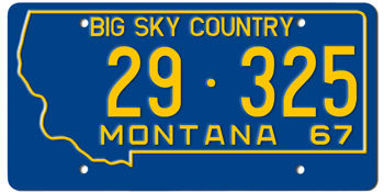 1967 MONTANA STATE LICENSE PLATE -