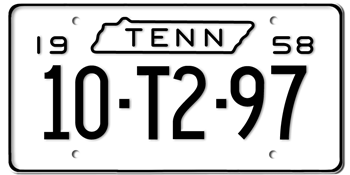 1958 TENNESSEE STATE LICENSE PLATE -