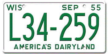 1955 WISCONSIN STATE LICENSE PLATE--