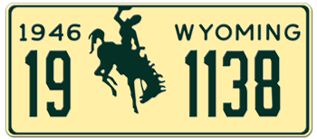 1946 WYOMING STATE LICENSE PLATE -