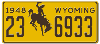 1948 WYOMING STATE LICENSE PLATE -
