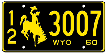 1960 WYOMING STATE LICENSE PLATE -